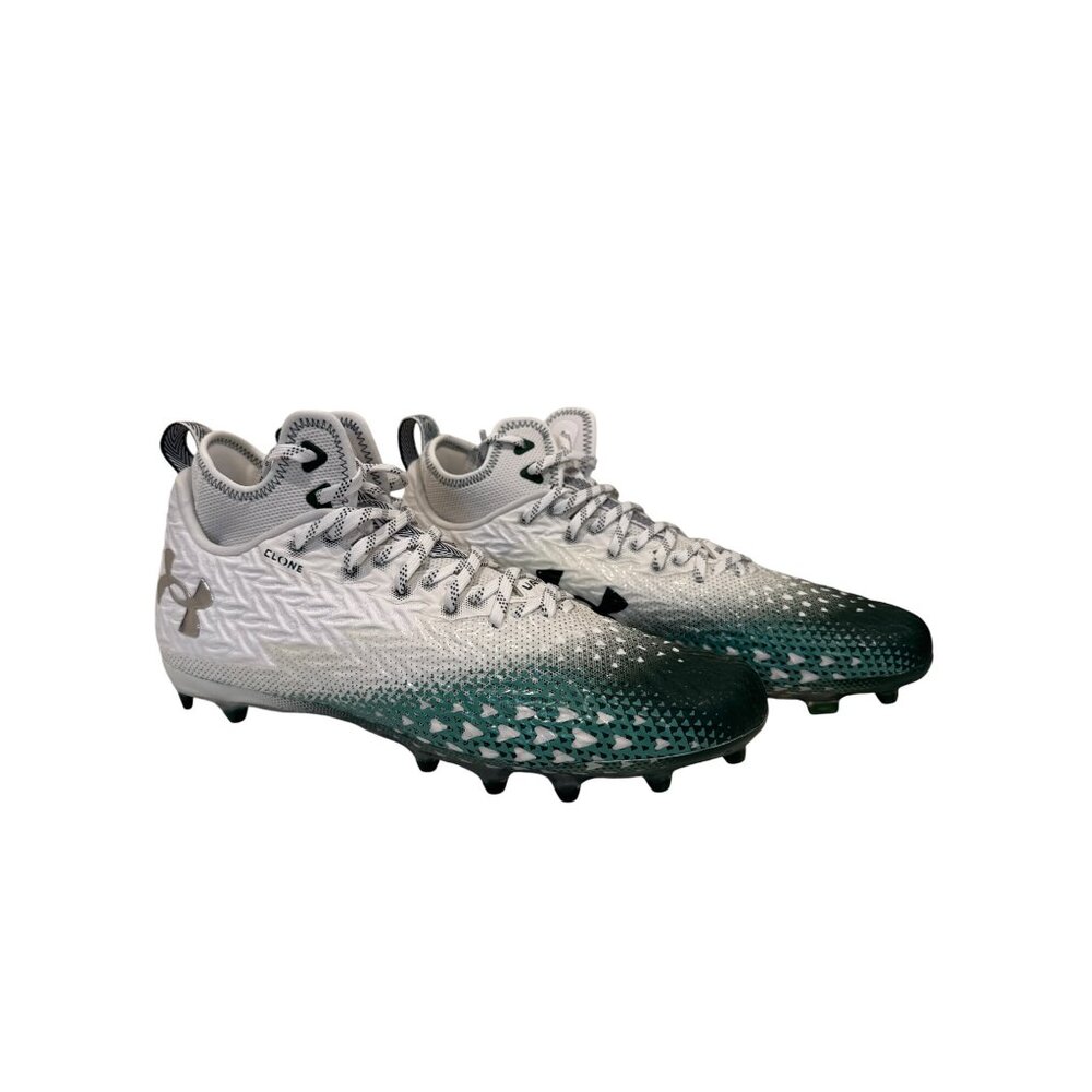 Under Armour UA Spotlight Clone 3.0 MC Football Cleats Size 14 White & Green - Picture 2 of 7